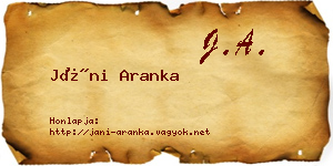 Jáni Aranka névjegykártya